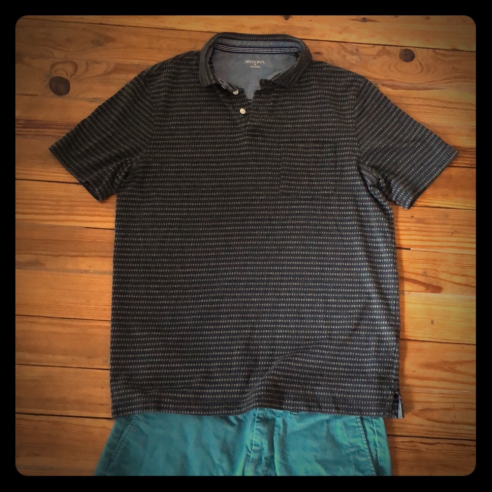 Merona black print cotton/poly polo shirt